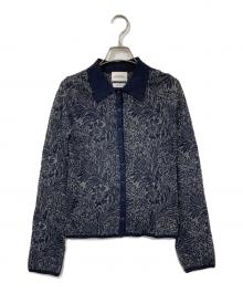 FRAY ID（フレイ アイディー）の古着「William Morris ジャガードニットプルオーバー」｜ネイビー×グレー