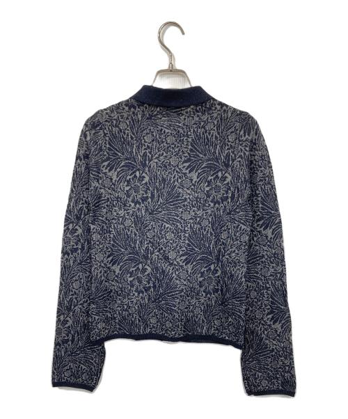 FRAY ID（フレイ アイディー）FRAY ID (フレイ アイディー) William Morris ジャガードニットプルオーバー ネイビー×グレー サイズ:Fの古着・服飾アイテム
