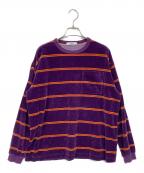 PHEENYフィーニー）の古着「Velours border l/s」｜パープル×オレンジ