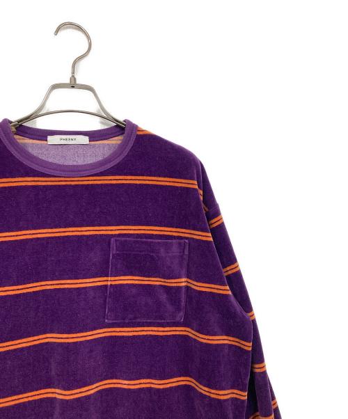 PHEENY（フィーニー）PHEENY (フィーニー) Velours border l/s パープル×オレンジ サイズ:Fの古着・服飾アイテム