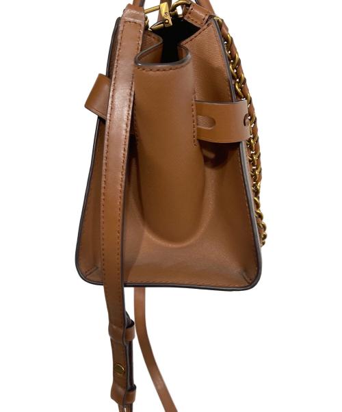 MICHAEL KORS（マイケル・コース）MICHAEL KORS (マイケル・コース) フラップ サッチェル マルチパッチワーク2WAYバッグ ブラウンの古着・服飾アイテム