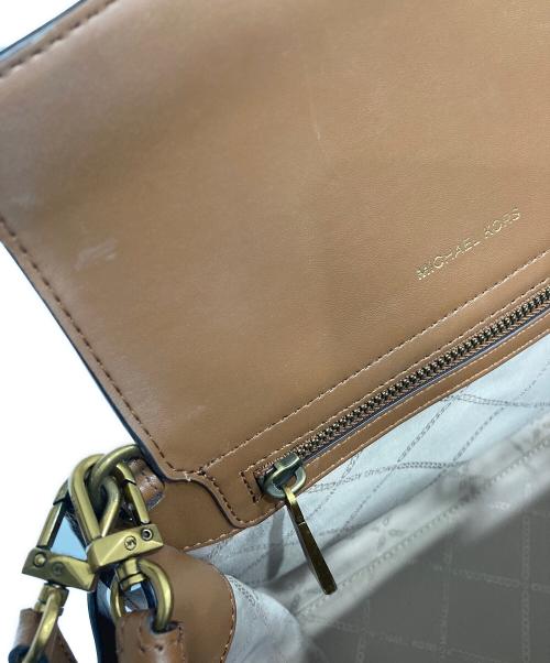 MICHAEL KORS（マイケル・コース）MICHAEL KORS (マイケル・コース) フラップ サッチェル マルチパッチワーク2WAYバッグ ブラウンの古着・服飾アイテム