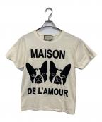 GUCCIグッチ）の古着「バックスパンコールロゴTシャツ」｜ベージュ