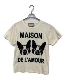 GUCCI（グッチ）の古着「バックスパンコールロゴTシャツ」｜ベージュ