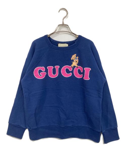 GUCCI（グッチ）GUCCI (グッチ) ロゴプリントスウェット ブルー サイズ:XSの古着・服飾アイテム