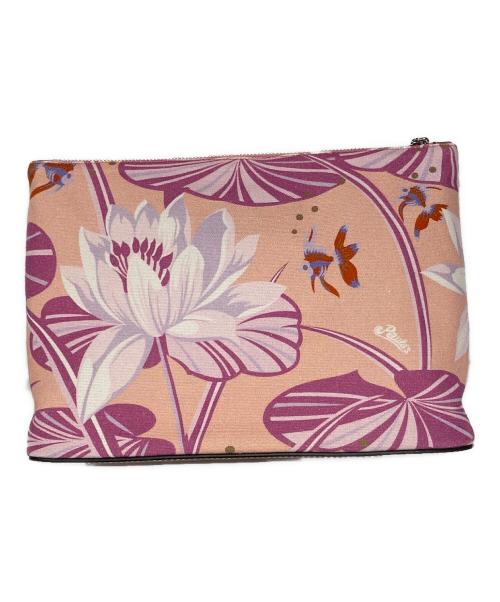 LOEWE（ロエベ）LOEWE (ロエベ) キャンバスレザークラッチバッグ ピンクの古着・服飾アイテム