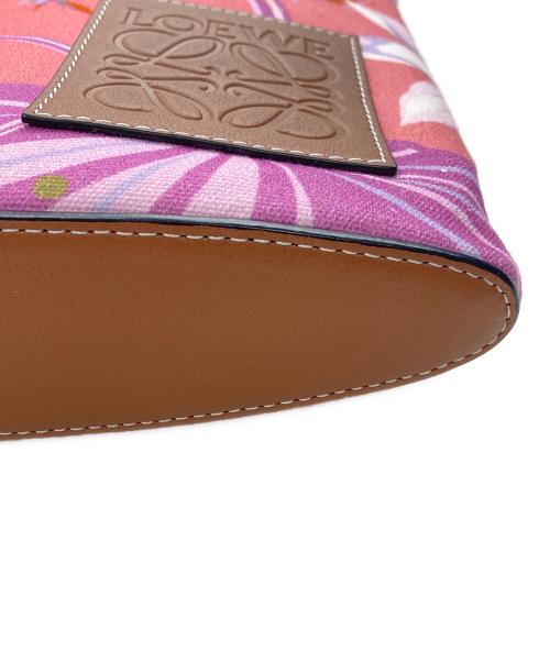 LOEWE（ロエベ）LOEWE (ロエベ) キャンバスレザークラッチバッグ ピンクの古着・服飾アイテム