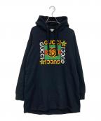 GUCCIグッチ）の古着「ロゴプリントフーディーワンピース」｜ブラック