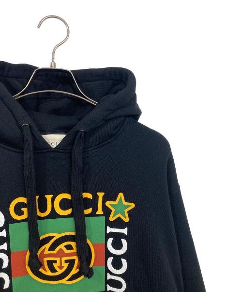 GUCCI（グッチ）GUCCI (グッチ) ロゴプリントフーディーワンピース ブラック サイズ:Sの古着・服飾アイテム