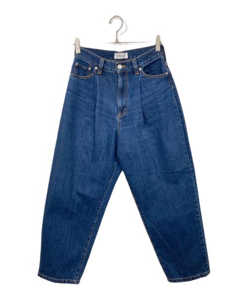 Mila Owen（ミラオーウェン）Mila Owen (ミラオーウェン) センタープレスタックワイドテーパードデニムパンツ【ウォッシャブル】 インディゴの古着・服飾アイテム