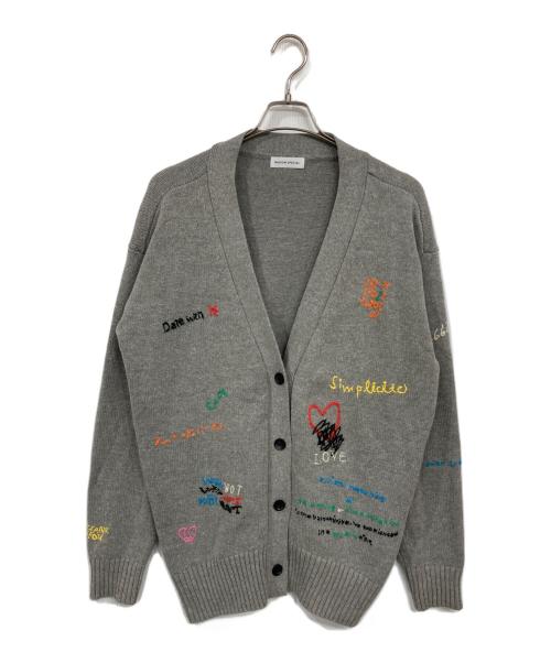MAISON SPECIAL（メゾンスペシャル）MAISON SPECIAL (メゾンスペシャル) ライフワードエンブロイダリーニットカーディガン グレー サイズ:FREEの古着・服飾アイテム