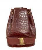 Salvatore Ferragamoサルヴァトーレ フェラガモ）の古着「型押し巾着リュック」｜ブラウン