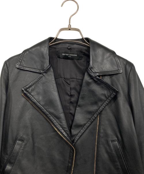 UNITED ARROWS（ユナイテッドアローズ）UNITED ARROWS (ユナイテッドアローズ) フォックスファーライダースジャケット ブラック サイズ:38の古着・服飾アイテム