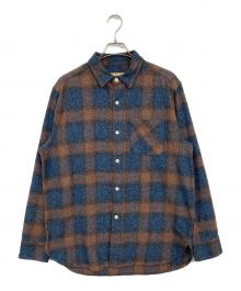 NIGEL CABOURN×LYBRO（ナイジェルケーボン×ライブロ）の古着「WORK SHIRT」｜ブルー×ブラウン