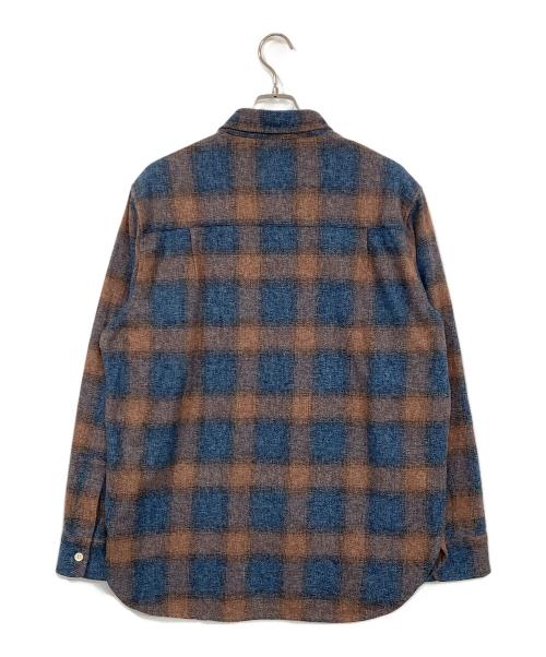 NIGEL CABOURN（ナイジェルケーボン）NIGEL CABOURN (ナイジェルケーボン) LYBRO (ライブロ) WORK SHIRT ブルー×ブラウン サイズ:50の古着・服飾アイテム