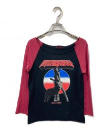 Hysteric Glamour（ヒステリックグラマー）の古着「ラグランカットソー」｜ブラック×ピンク