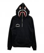 A BATHING APE×NEIGHBORHOODア ベイシング エイプ×ネイバーフッド）の古着「TWO FACE HALF ZIP PULLOVER HOODIE」｜ブラック