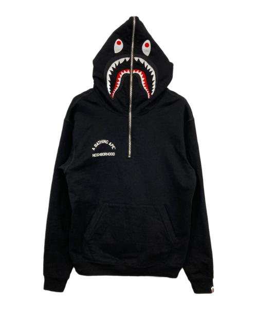 A BATHING APE（ア ベイシング エイプ）A BATHING APE (ア ベイシング エイプ) NEIGHBORHOOD (ネイバーフッド) TWO FACE HALF ZIP PULLOVER HOODIE ブラック サイズ:Lの古着・服飾アイテム