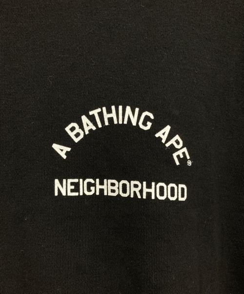 A BATHING APE（ア ベイシング エイプ）A BATHING APE (ア ベイシング エイプ) NEIGHBORHOOD (ネイバーフッド) TWO FACE HALF ZIP PULLOVER HOODIE ブラック サイズ:Lの古着・服飾アイテム