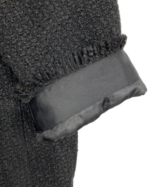 SHIPS any（シップスエニィ）SHIPS any (シップスエニィ) ツイード ノーカラー オーバー ジャケット ブラック サイズ:Fの古着・服飾アイテム
