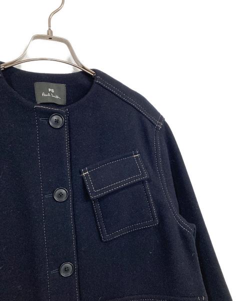 PS Paul Smith（ＰＳポールスミス）PS Paul Smith (ＰＳポールスミス) ノーカラーコート ネイビー サイズ:40の古着・服飾アイテム