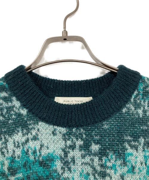 PUBLIC TOKYO（パブリックトウキョウ）PUBLIC TOKYO (パブリックトウキョウ) モヘアマルチデザインオーバーニット グリーン サイズ:2の古着・服飾アイテム
