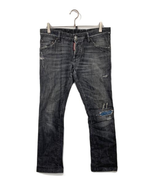 DSQUARED2（ディースクエアード）DSQUARED2 (ディースクエアード) ダメージ加工スキニーデニムパンツ ブラック サイズ:48の古着・服飾アイテム