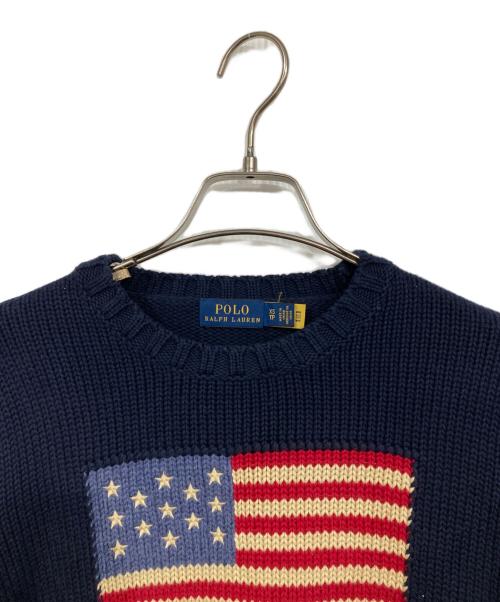 POLO RALPH LAUREN（ポロ・ラルフローレン）POLO RALPH LAUREN (ポロ・ラルフローレン) 星条旗ニット ネイビー サイズ:XSの古着・服飾アイテム