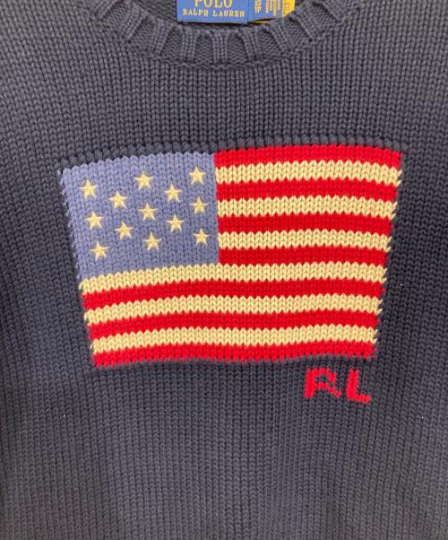 POLO RALPH LAUREN（ポロ・ラルフローレン）POLO RALPH LAUREN (ポロ・ラルフローレン) 星条旗ニット ネイビー サイズ:XSの古着・服飾アイテム