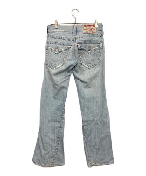 TRUE RELIGION（トゥルー レリジョン）TRUE RELIGION (トゥルー レリジョン) ダメージ加工フレアデニムパンツ ブルー サイズ:W28の古着・服飾アイテム