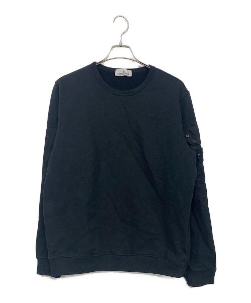 STONE ISLAND（ストーンアイランド）STONE ISLAND (ストーンアイランド) ロゴ刺繍パッチスウェット ブラック サイズ:Lの古着・服飾アイテム