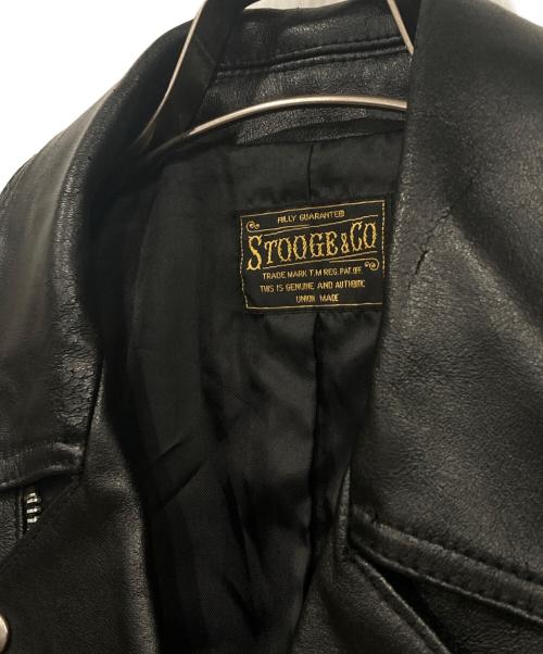 stooge&co（ストゥージ＆コー）STOOGE&CO (ストゥージ＆コー) ダブルライダースジャケット ブラック サイズ:Lの古着・服飾アイテム