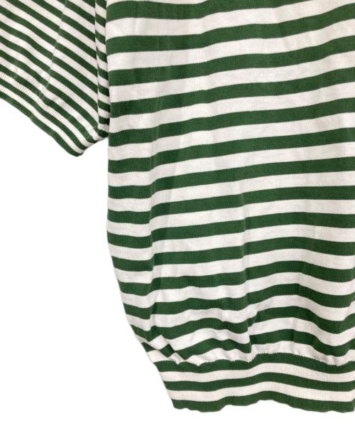 HERILL（ヘリル）HERILL (ヘリル) Suvincotton Highgauge Border-T グリーン×ホワイト サイズ:1の古着・服飾アイテム