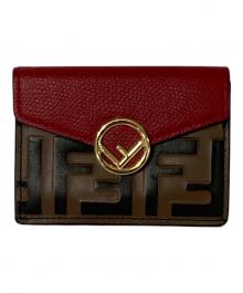 FENDI（フェンディ）の古着「マイクロ 3つ折り財布」｜レッド×ブラウン