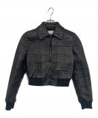 FENDIフェンディ）の古着「ズッカ柄エンボスレザージャケット」｜ブラック