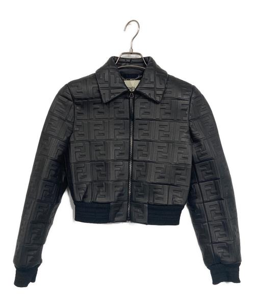FENDI（フェンディ）FENDI (フェンディ) ズッカ柄エンボスレザージャケット ブラック サイズ:36の古着・服飾アイテム