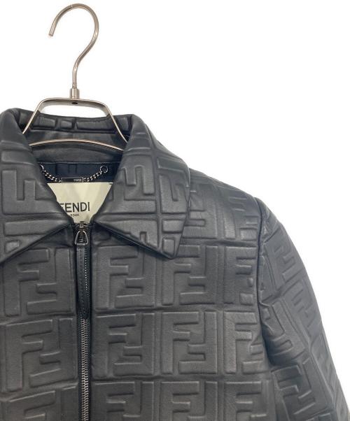 FENDI（フェンディ）FENDI (フェンディ) ズッカ柄エンボスレザージャケット ブラック サイズ:36の古着・服飾アイテム