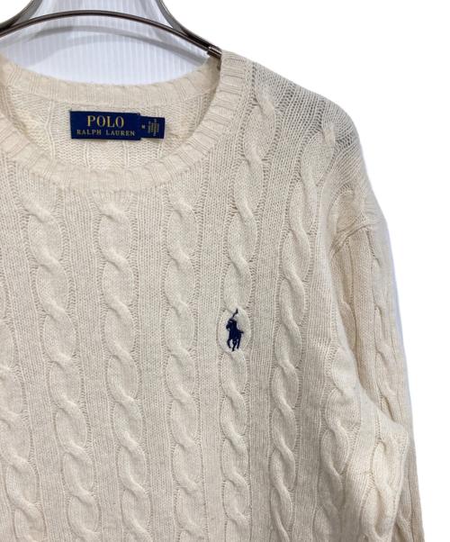 POLO RALPH LAUREN（ポロ・ラルフローレン）POLO RALPH LAUREN (ポロ・ラルフローレン) カシミヤブレンドケーブルニット ホワイト サイズ:Mの古着・服飾アイテム