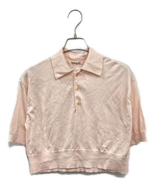 AURALEE（オーラリー）AURALEE (オーラリー) シルクニットポロシャツ ピンクの古着・服飾アイテム