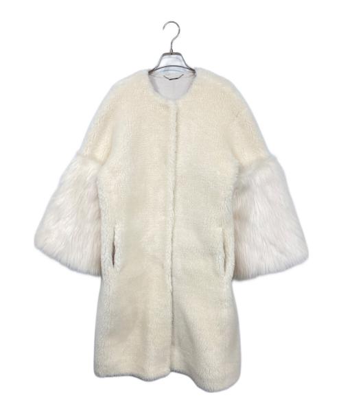 CELFORD（セルフォード）CELFORD (セルフォード) ノーカラーボアコート ホワイト サイズ:36の古着・服飾アイテム