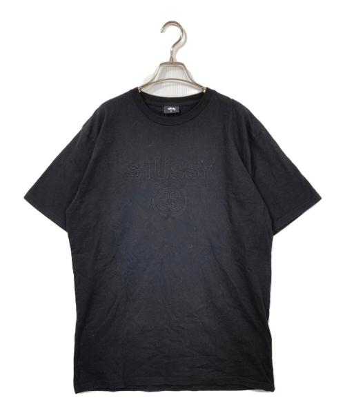 stussy（ステューシー）stussy (ステューシー) ロゴ刺繍Tシャツ ブラック サイズ:XLの古着・服飾アイテム