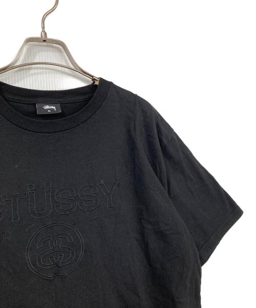 stussy（ステューシー）stussy (ステューシー) ロゴ刺繍Tシャツ ブラック サイズ:XLの古着・服飾アイテム