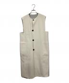 GALERIE VIEギャルリーヴィー）の古着「ウールダブルフェイス カラーレスジレ」｜アイボリー×グレー