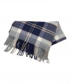 JOHNSTONS OF ELGINジョンストンズオブエルガン）の古着「カシミヤチェックマフラー」｜ネイビー×グレー