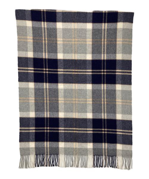 JOHNSTONS OF ELGIN（ジョンストンズオブエルガン）JOHNSTONS OF ELGIN (ジョンストンズオブエルガン) カシミヤチェックマフラー ネイビー×グレーの古着・服飾アイテム