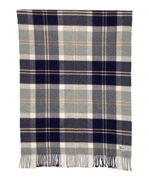 JOHNSTONS OF ELGIN（ジョンストンズオブエルガン）JOHNSTONS OF ELGIN (ジョンストンズオブエルガン) カシミヤチェックマフラー ネイビー×グレーの古着・服飾アイテム