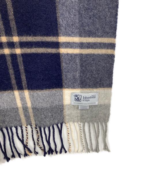 JOHNSTONS OF ELGIN（ジョンストンズオブエルガン）JOHNSTONS OF ELGIN (ジョンストンズオブエルガン) カシミヤチェックマフラー ネイビー×グレーの古着・服飾アイテム