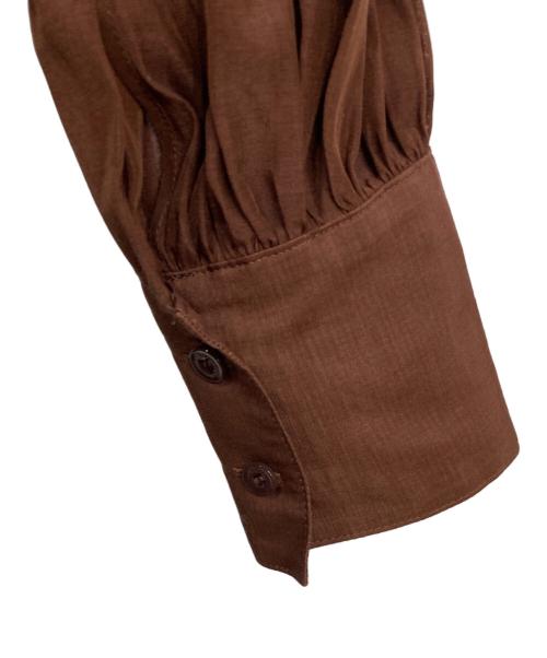 STRASBURGO（ストラスブルゴ）STRASBURGO (ストラスブルゴ) シルク混ボウタイブラウス ブラウン サイズ:S (36)の古着・服飾アイテム