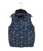 Snow peakスノーピーク）の古着「総柄ダウンベスト」｜ネイビー