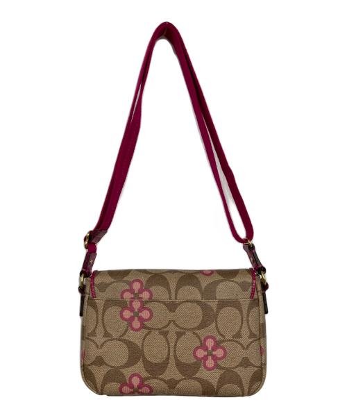 COACH（コーチ）COACH (コーチ) フラワーシグネチャーショルダーバッグ ベージュ×ピンクの古着・服飾アイテム